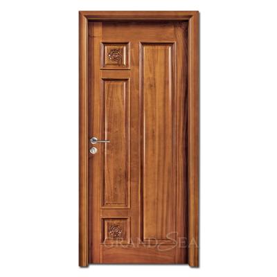 China Coastal Top Grade Flower Patter High Quality Solid Wood Panel Cut Single Open Open Exterior Door for sale