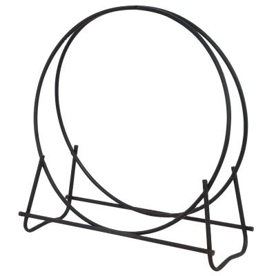 China Black Round Metal Log Holder Heavy Duty Log Rack for sale