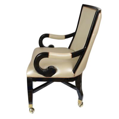 China Modern High Quality Customized Metallic White Stitching Casino Chairs Adjustable Luxury PVC Metal Solid Wood Casino Leather Chair for sale