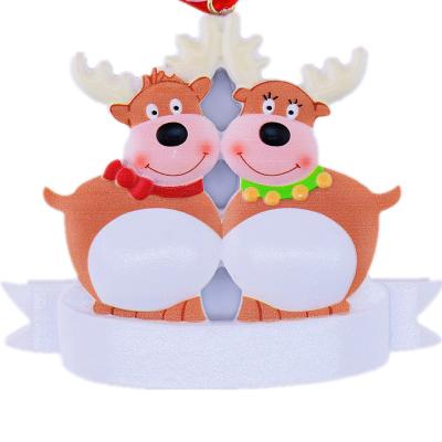 China Cute Elk Family Decor 2021 Christmas New Chirstmas DIY Cute Personalized Christmas Resin Ornaments Dear Family for sale