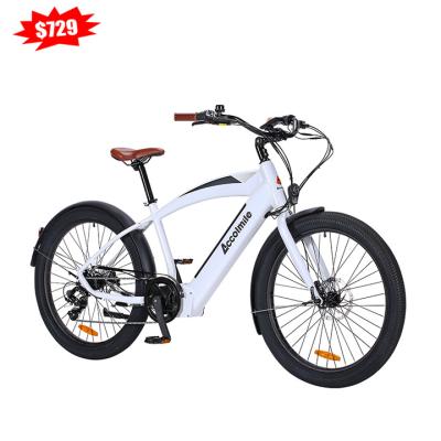 China Vintage 26 Inch 500w Mid Drive Motor Ebike Brake Beach Cruiser Aluminum Hydraulic Electric Bike 7 Speed ​​Electric Hybrid Bike for sale