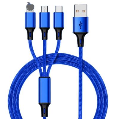 China IOS Nylon Braided 3ft 6ft 10ft 3 in 1 USB 8pin Type C USB Charger Cable 3.0 Fast Charging Data Cable for Mobile Phone for sale