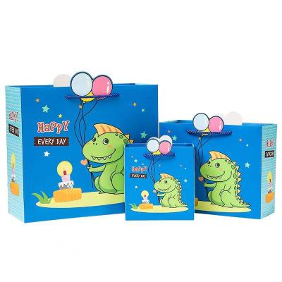 China Recyclable Cute Cartoon Birthday Bag Kids Holiday Bag Baby Gift Paper Bag for sale