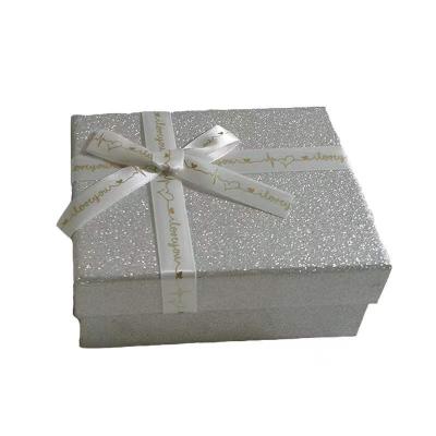 China Recycled Materials Paper Boxes Supplier Luxury Shiny Packaging Shoe Packaging Box Gift Box With Ribbon for sale