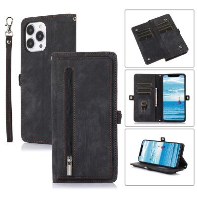 China Shockproof For iPhone14promax Phone Case 13pro High-Grade Leather Portable Cross-Body 12pro Plug-in Card 11 Multifunction Coin Purse for sale