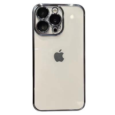 China Shockproof For iPhone14promax Mobile Phone Case Luxury Simple Plating Anti-drop 13pro 11 Lens Movie 12 Internet Celebrities Men Transparent for sale