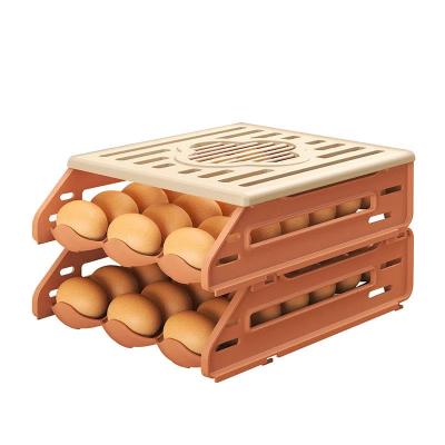 China Sustainable Hot Large 3-Tier Auto Drop Cool Capacity Rack Fridge 50 Egg Storage Containers Organizer for sale