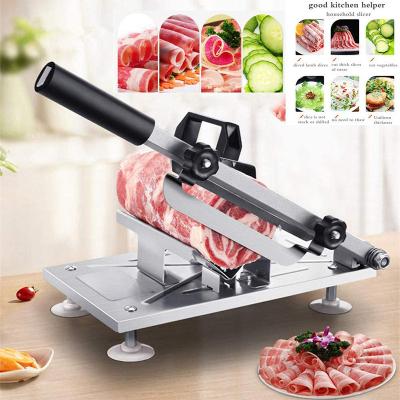 China Amazon Viable Commercial Thick Adjust Manual Pork Cheese Biscuit Filtering Frozen Food Slicer Machine Beef Bun Cutter Meat Slicer for sale