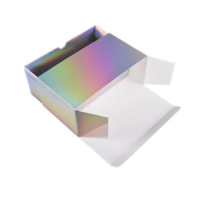 China Laser Recoverable Custom Rigid Holographic Skincare Cosmetic Aluminum Foil Cardboard Gift Folding Flat Pack Magnetic Packaging Paper Box for sale