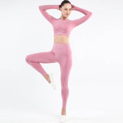 China Yoga Breathable Suit Breathable Seamless Sports Shirts Crop Top Cuffs Gym Clothes for sale