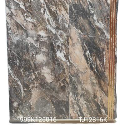 China Glossy polished body tile 600x1200 chinese style full wax parquet floor tile good quality new design gold tile marble collection for sale