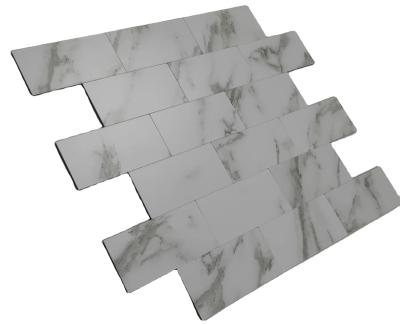 China Gray Square Exquisite Texture Mosaic Chinese Style Peel and Stick PVC Tile Wall Tiles Self Adhesive Target Aluminum Kitchen for sale