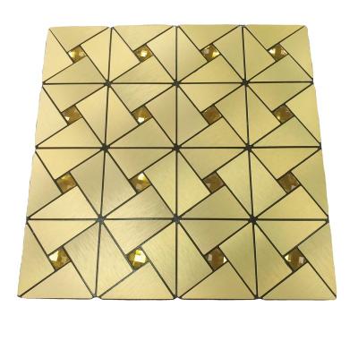 China Chinese Style Kitchen Backsplash Exquisite Gold Finish PVC Stone 300x300 Self Adhesive Aluminum Tile Peel and Stick Mosaic for sale