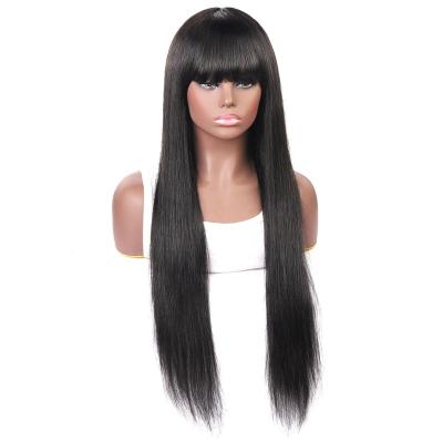 China Straight Ready to Wear Good Quality Braided Straight Human Hair Wigs Machine Made Glueless Hair Wig Extensions for sale