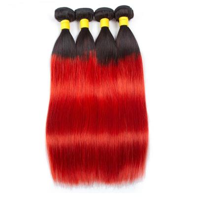 China 10A cuticle aligned hair extension brazilian raw red straight human virgin straight hair bundles bone hair bundles 1B for sale