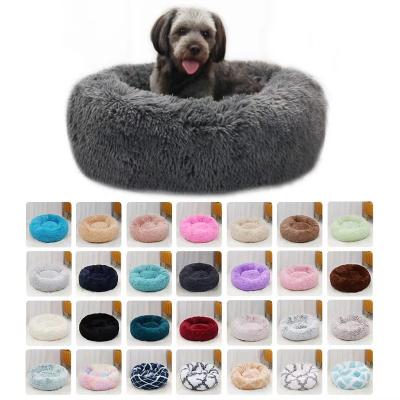 China Cat Round Warm Cuddler Kennel Eco-Friendly Soft Puppy Sofa Plush Donut Pet Bed for sale