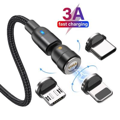 China Wholesale Free Sample 3A Easy Charging Fast Charger 540 Degree Magnetic Date Wire 3 in 1 for sale