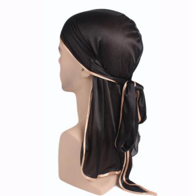 China Wholesale Unisex Satin Durag Long Tail Silk Durag Headwrap Hats Wraps Plain Silky Durag for sale