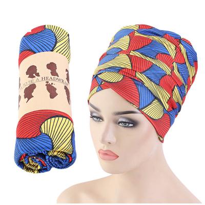 China 2021 Hot Selling Pattern Print Head Wrap Beauty Ladies Turban Headband African Hair Turban Hat Cotton 2021 for sale