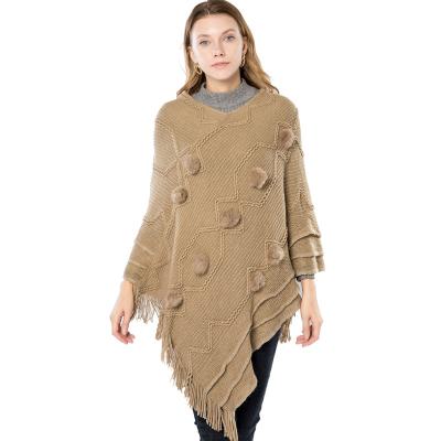 China Winter Oversized Poncho Shawls Wholesale Ladies Woolen Fashion Thick Warm Fur Scarves for sale