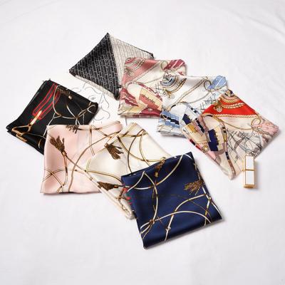 China Square 70X70CM Square Scarf Hair Tie Band For Business Party Women Vintage Skinny Small Head Neck Silk Satin Scarf Retro for sale