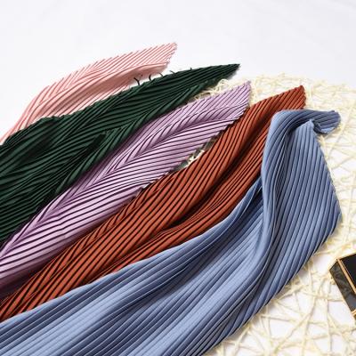 China Fashion Square Plain Pleated Neck Scarf Small Square Scarf Silk Scarves Ladies for sale