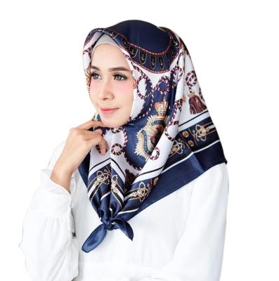 China Square Fashion Design Silk Lady Scarf Women Fancy Printed Square Hijab for sale