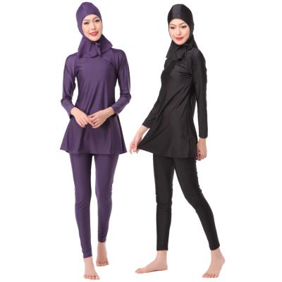 China Islamic Lady Anti-UV Modest Lycra Plain Muslim Women Swimwear with Hijab Swimsuit for Girls for sale