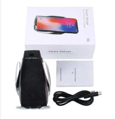 China USB Type: USB2.0 10W Car Charger S5 LED Indicator S5 10W Smart Sensor Phone Holder Wireless Auto-Fixing Wireless Charger for sale