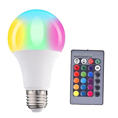 China New residential smart bulb E27 led dimmable colorful bulb RGBW LED bulb light with IR remote control for sale