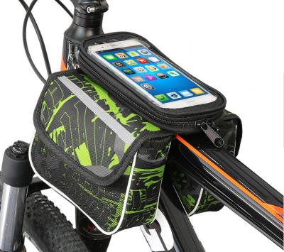 China Soft Elastic Front Frame Bag Waterproof Bicycle Phone Mount Bag Phone Case Holder Cycling Top Tube Frame Bag for sale