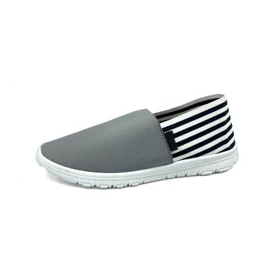 China Fashion Trend Factory Direct Stylish Women's Casual Shoes Gray Black And White Stripes Slip On Canvas Shoes for sale