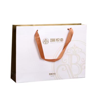 China Recycled Custom Paper Gift Bag Logo Print Wholesale Grocery White Brown Packaging Materials With Handle Industrial Item Outer Packaging for sale