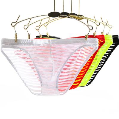 China 2020 Wholesale New Arrival Men's Mesh Triangle Underwear Low Rise Sexy Transparent Bikinis with Soft Modal Loose Hipster Briefs for sale