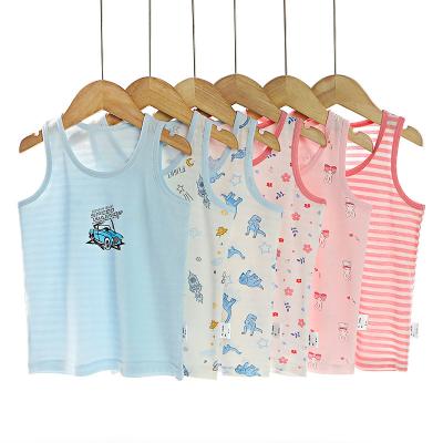 China Crewneck New Stylish Top Underwear Cartoon Printing Kids Tank Top Pure Cotton Sleeveless Boys Vest for Daily Wearing for sale