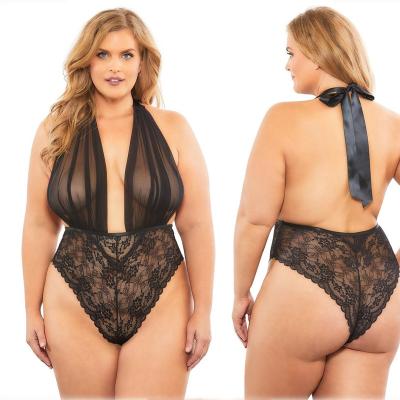 China Hot selling plus size fat women sexy lingerie underwear in large size women's necktie tie fat ladies sexy underwear for sale