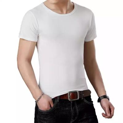 China Welcome Customize Stocked Fashion Classic Men Round Neck Solid Color Short Sleeves Polyester Men T Shirt for sale