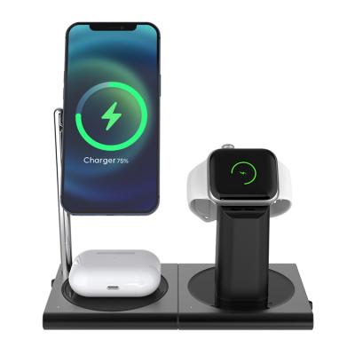 China Factory Sale Multifunctional 2021 New For iphone/airpods/apple watch High Quality Magnetic 3 in 1 Wireless Charger Wireless Charging Stand for sale