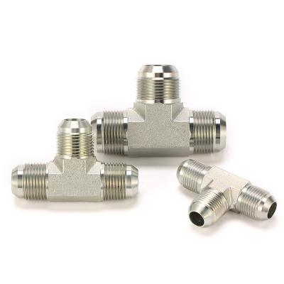 China Male Pipe 3 Way Carbon Steel Tee Fit White Color Carbon Steel And Stainless Steel Hydraulic Nipple Metric Bulkhead Equal Forged for sale