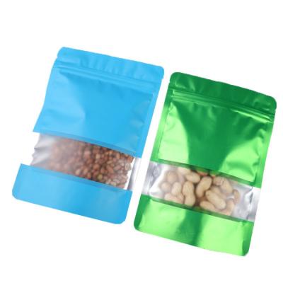 China Moisture Proof Custom Colored Aluminum Foil Bag With Window On A Side Standing Zipper Bag for sale