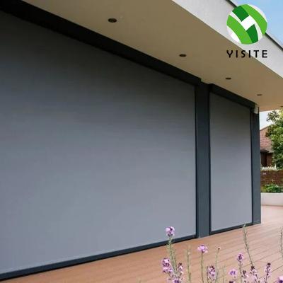 China Smart. outdoor smart curtains electric zipper screen shades sunshade windproof motorized blinds fiberglass fabric windproof blinds for sale