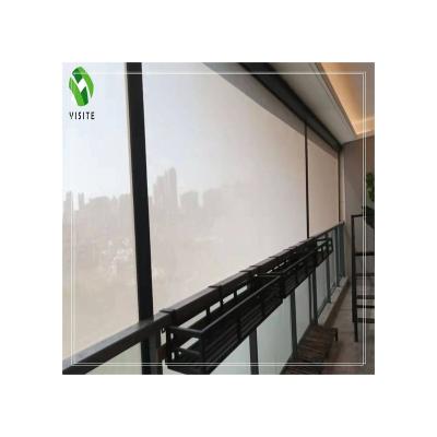 China Windproof Zipper Track Auto Screen Smart Roller Blinds With Two Side Outdoor Zipper Screen Windproof Zipper Track Roller Blinds for sale