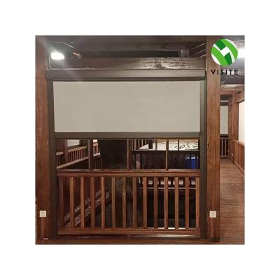 China Light Filtering Auto Motorized Windproof Ziptrack Blinds Outdoor Balcony Patio Zip Screen Roller Blind Shades for sale