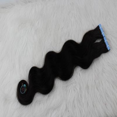 China Wholesale Curly Curl Body Wave Tape In Natural Wavy Hair Extension 100% Indian Raw Virgin Hair Color for sale