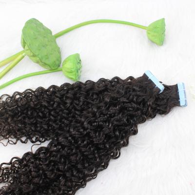 China Wholesale Popular Kinky Curly Curly Cuticle Aligned Hair Extension Reinforced Tape In Hair Virgin Curly Hair Extension Tape In Hair for sale