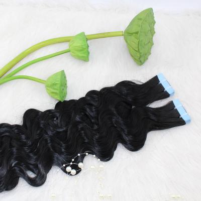 China Wholesale Curly Loop Tape In Cuticle Pulled Virgin Hair Extensions Water Wave Double Lined Tape Human Hair Extension for sale