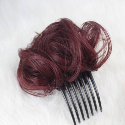 China Wholesale Cheap Natural Synthetic Hair Straight Easy Messy Bun Chignon With Clips for sale