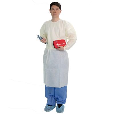 China 30gsm pp isolation anti-static yellow disposable medical surgical gowns for sale for sale