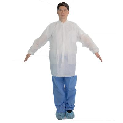 China Free Samples Industrial Lab Coat Antistatic With Zippers PP SMS 35 Gsm For Cleanroom for sale