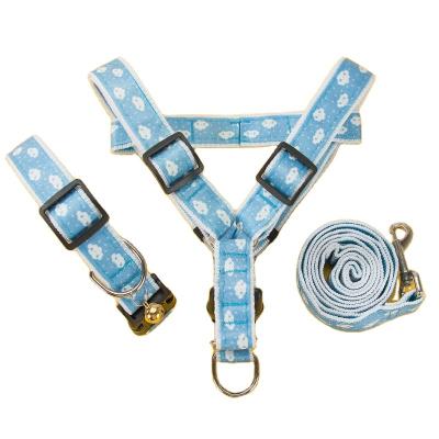 China New Viable Stylish Adjustable Dog Accessories Sublimation Dog Harness Set Personalized Neoprene Dog Chest Harness Collar And Belt for sale